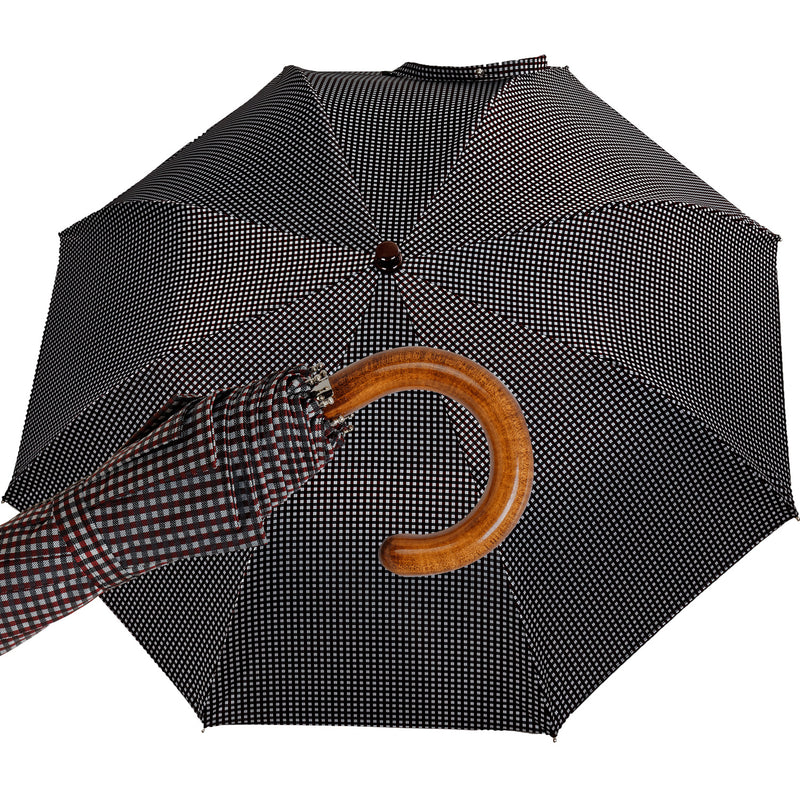 Oertel Handmade pocket umbrella maple - Pepita grey/red