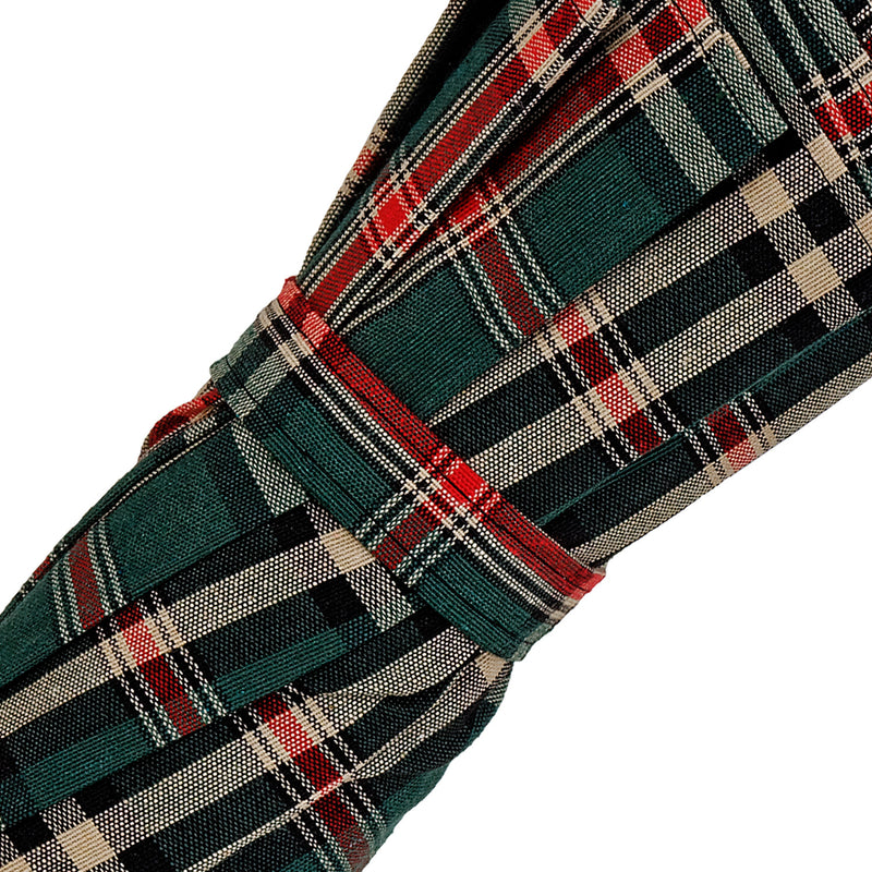 Oertel Handmade pocket umbrella Tartan cotton green/red