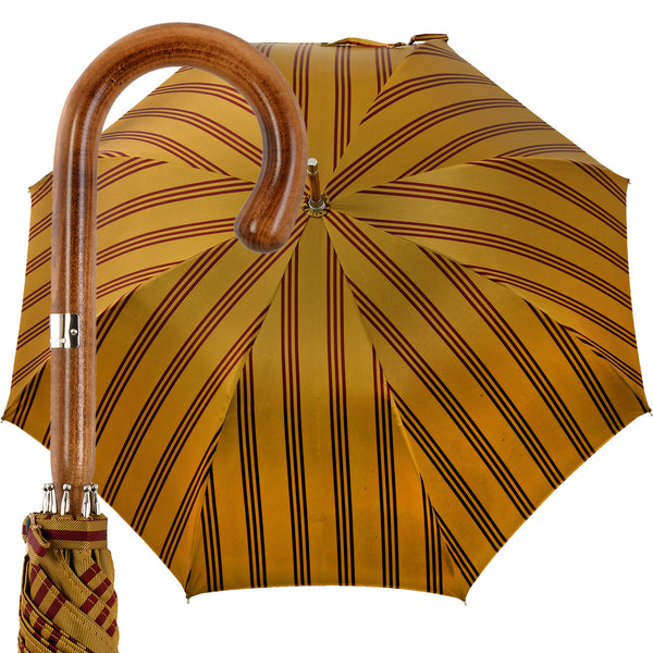 Oertel Handmade Ladies Classic Stripes - curry/red | European Umbrellas