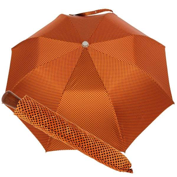 Oertel Handmade pocket umbrella maple - Dots orange-black | European Umbrellas