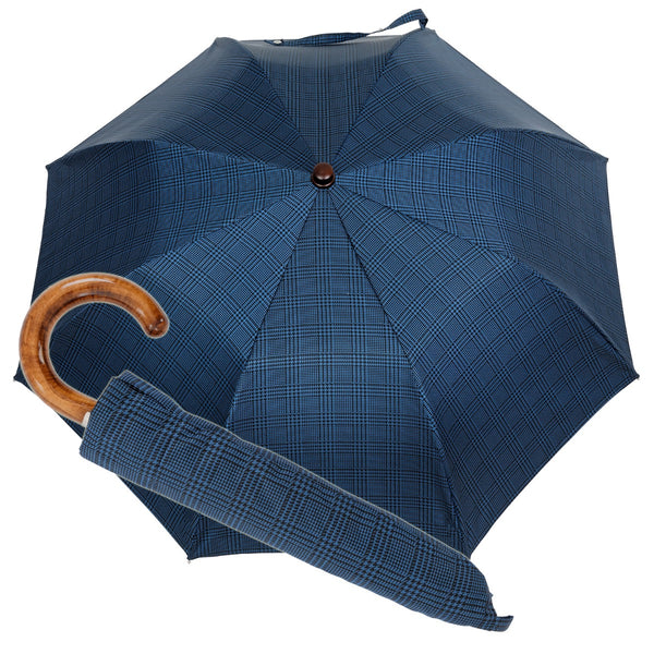 Oertel Handmade pocket umbrella maple - glencheck blue | European Umbrellas