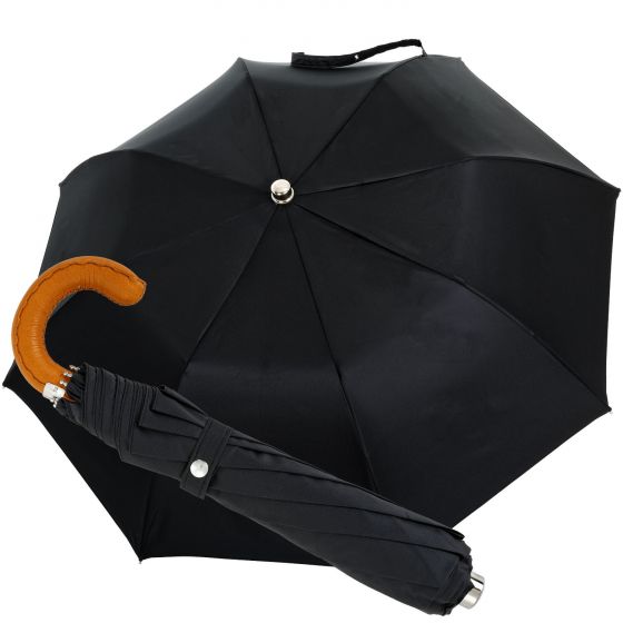 Oertel Handmade pocket umbrella - leather cognac | European Umbrellas